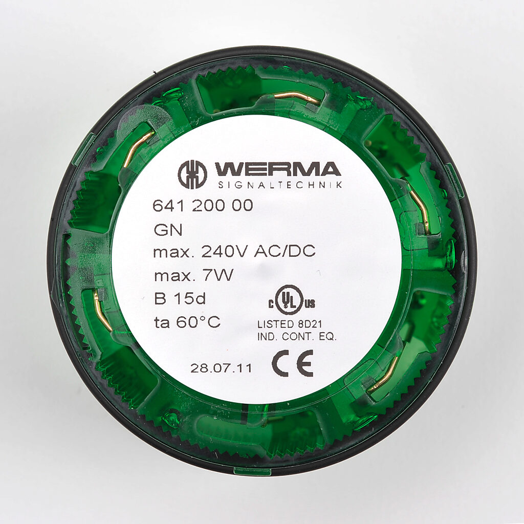 WERMA Incandescent Light Element: 70mm diameter, green, permanent (PN ...