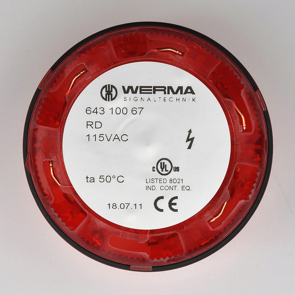 WERMA Xenon Tube Light Element: 70mm diameter, red, flashing (1 Hz ON ...