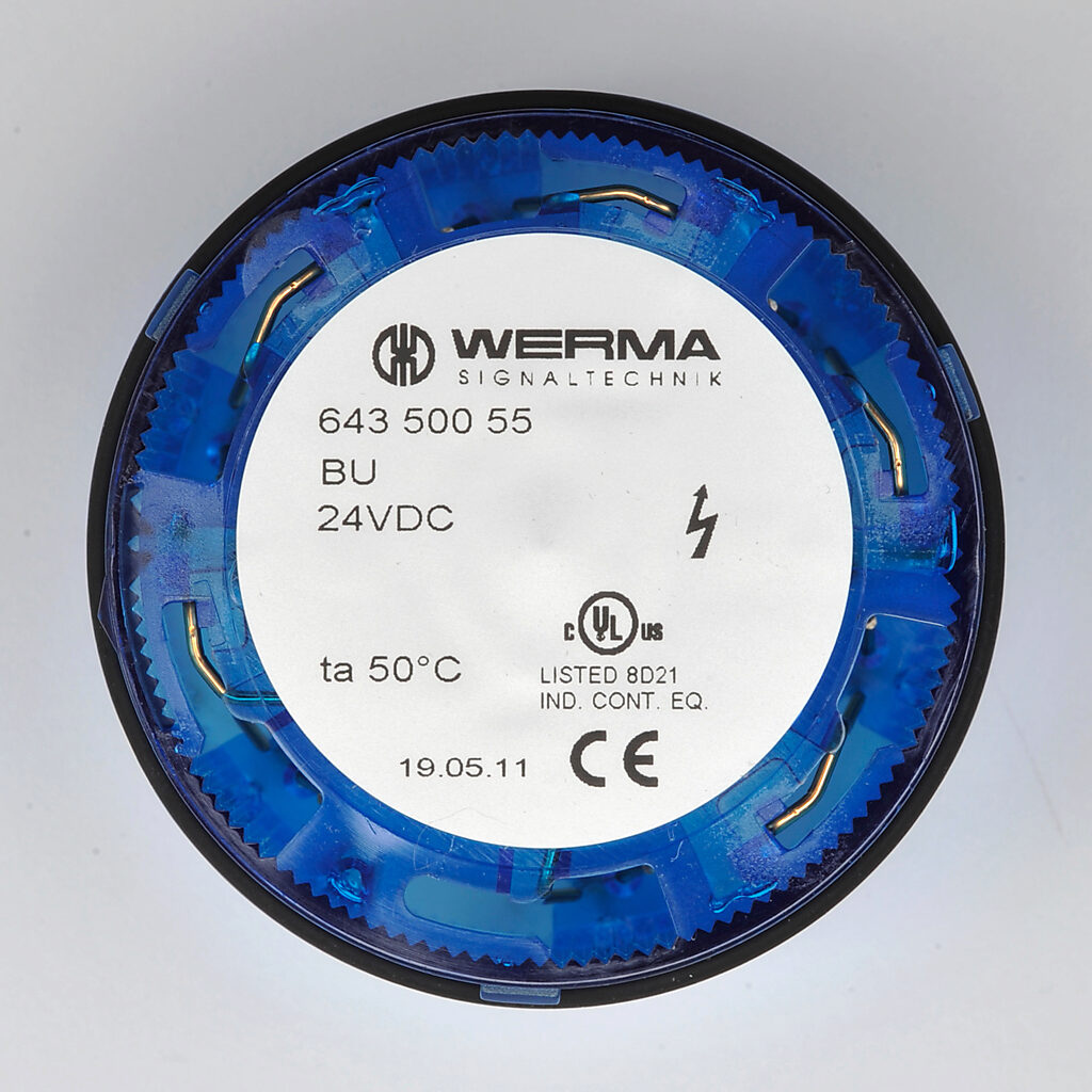 WERMA Xenon Tube Light Element: 70mm diameter, blue, flashing strobe (1 ...