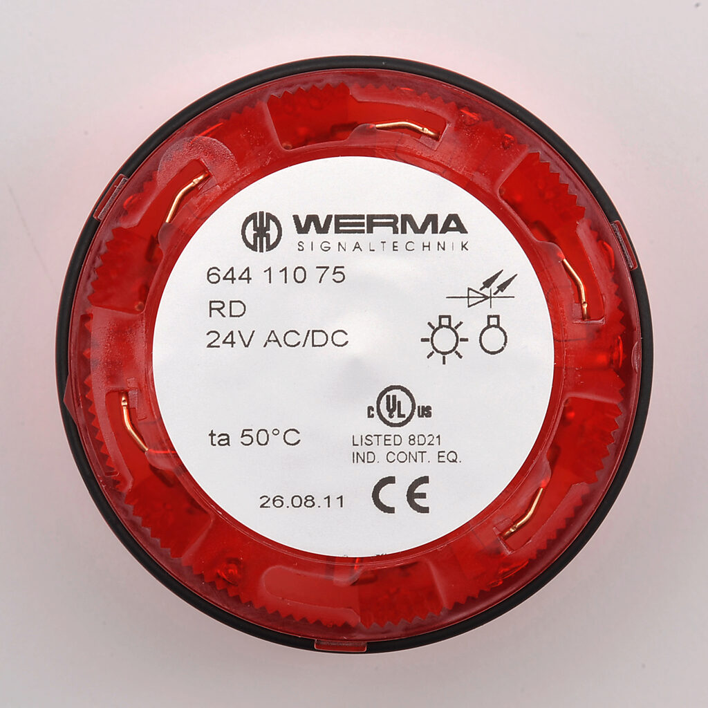WERMA LED Light Element: 70mm diameter, red, blinking (1 Hz ON for ...