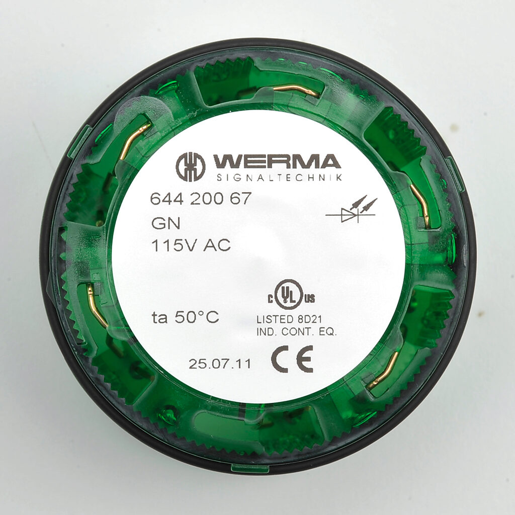 WERMA LED Light Element: 70mm diameter, green, permanent (PN# 64420067 ...