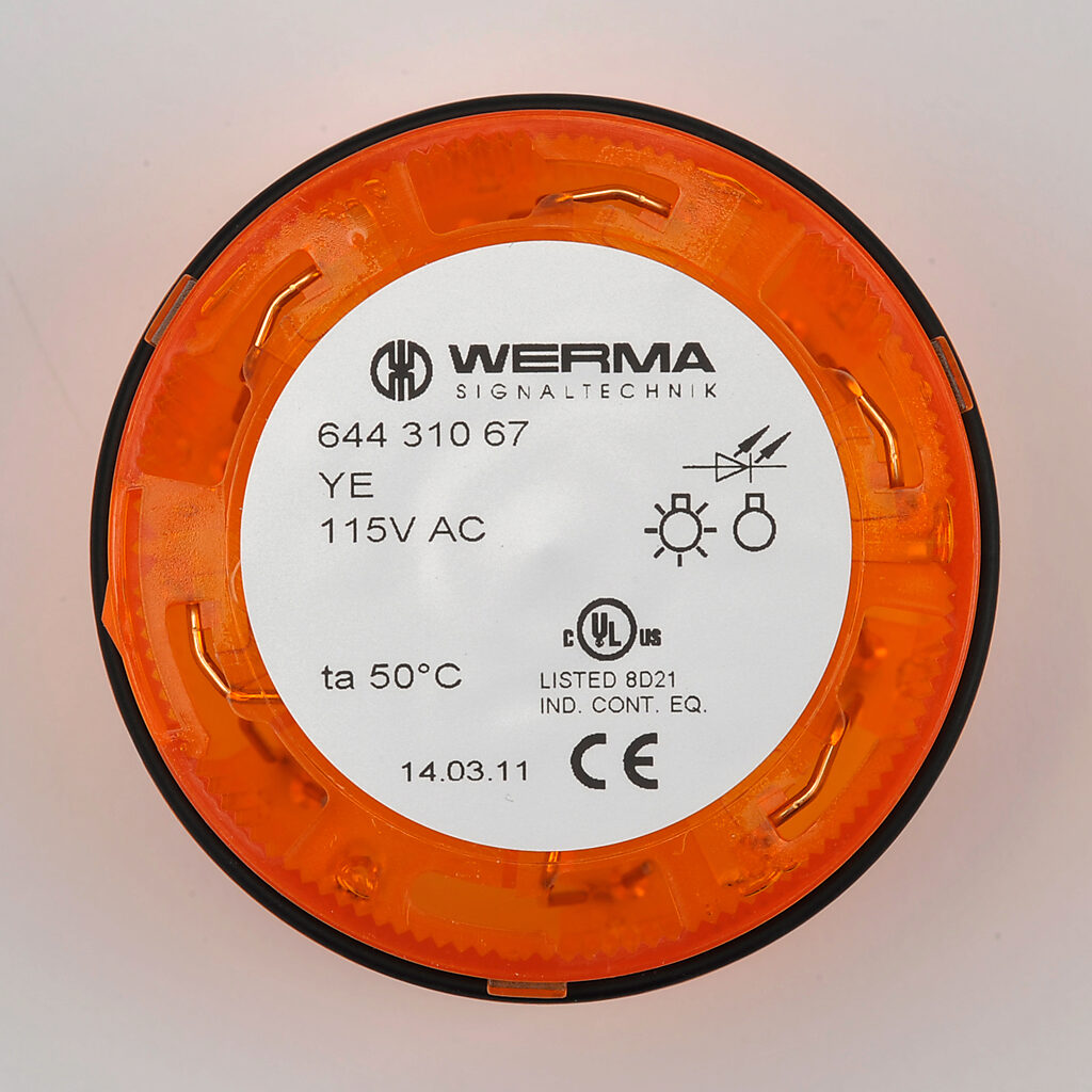 WERMA LED Light Element: 70mm diameter, yellow, blinking (1 Hz ON for ...