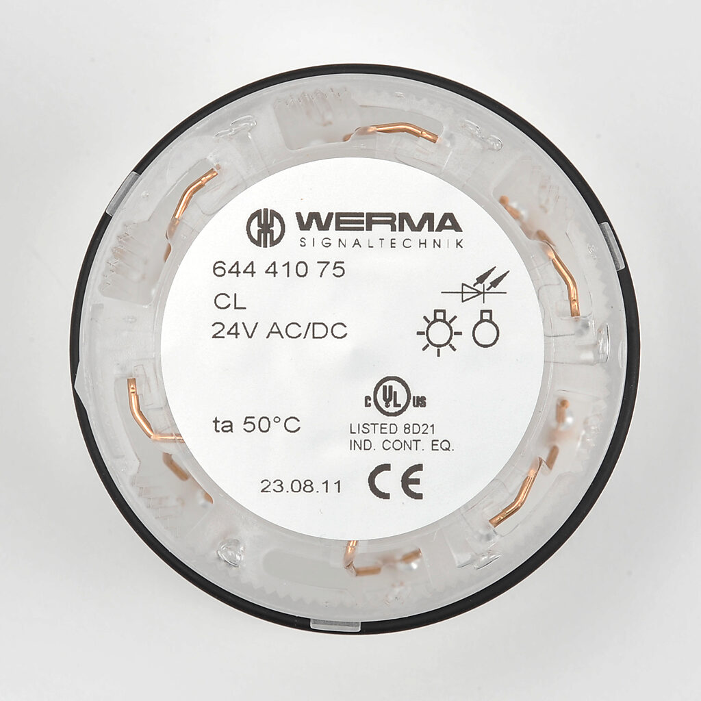 WERMA LED Light Element: 70mm diameter, clear/white, blinking (1 Hz ON ...
