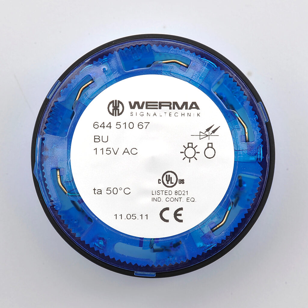 WERMA LED Light Element: 70mm diameter, blue, blinking (1 Hz ON for ...
