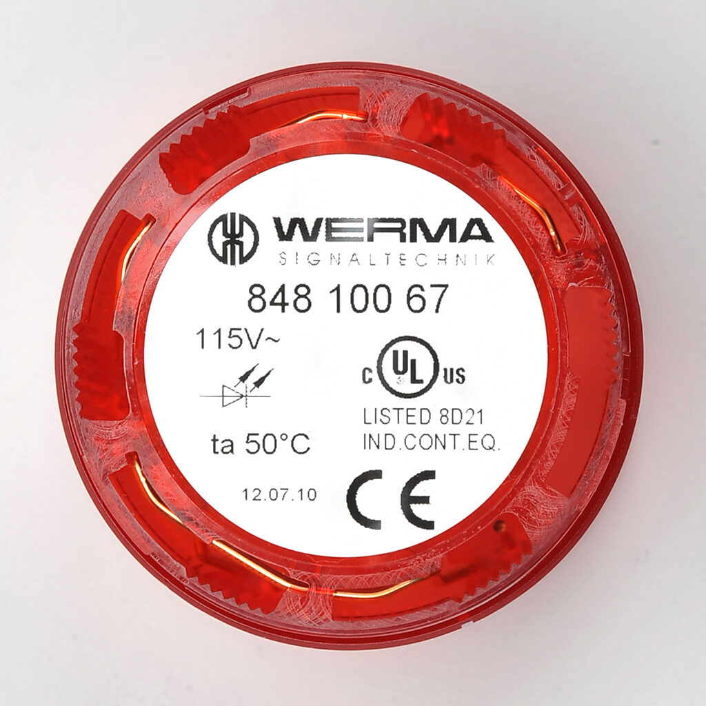 WERMA LED Light Element: 50mm diameter, red, permanent (PN# 84810067 ...