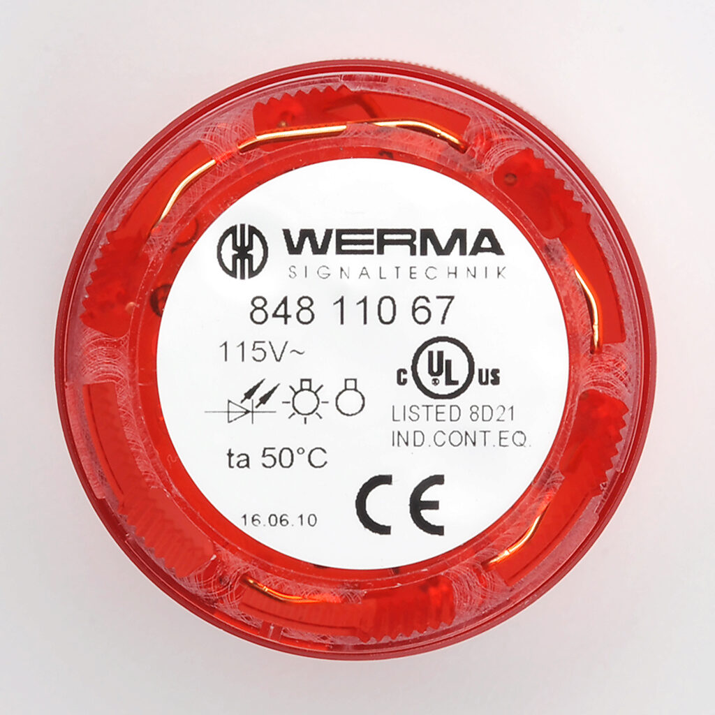 WERMA LED Light Element: 50mm diameter, red, blinking (1 Hz ON for ...