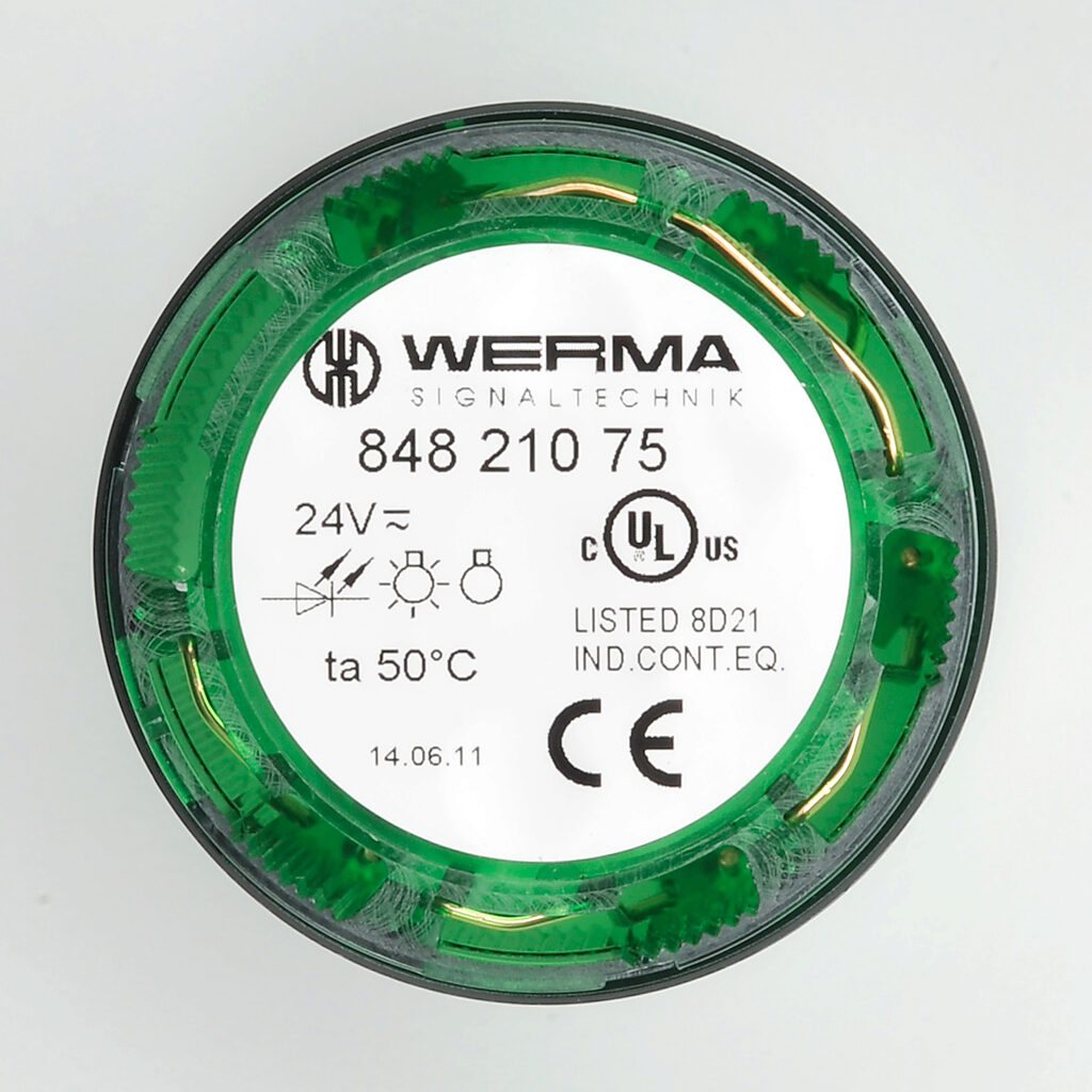 WERMA LED Light Element: 50mm diameter, green, blinking (1 Hz ON for ...