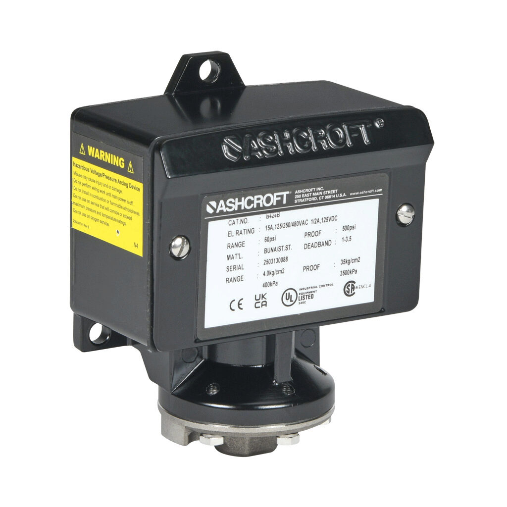 Mechanical Pressure Switch: 9 to 60 psig set point (PN# B424B60