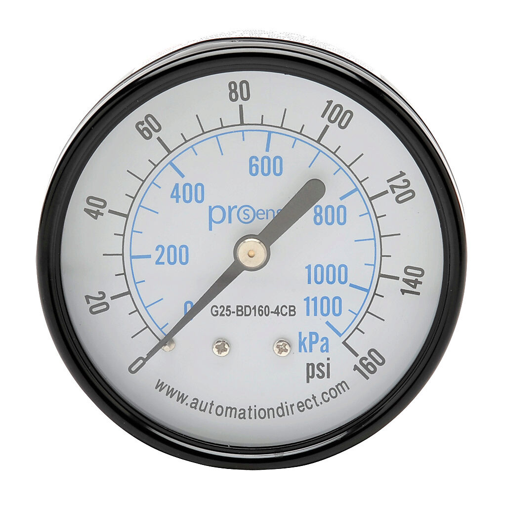 mchanical pressure gauge, 2.5in diameter, 0 to 160 psig
