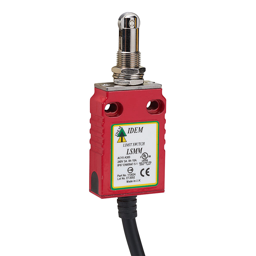 Safety Limit Switch plunger with brass roller and fixing nuts (PN LSMM172024) AutomationDirect