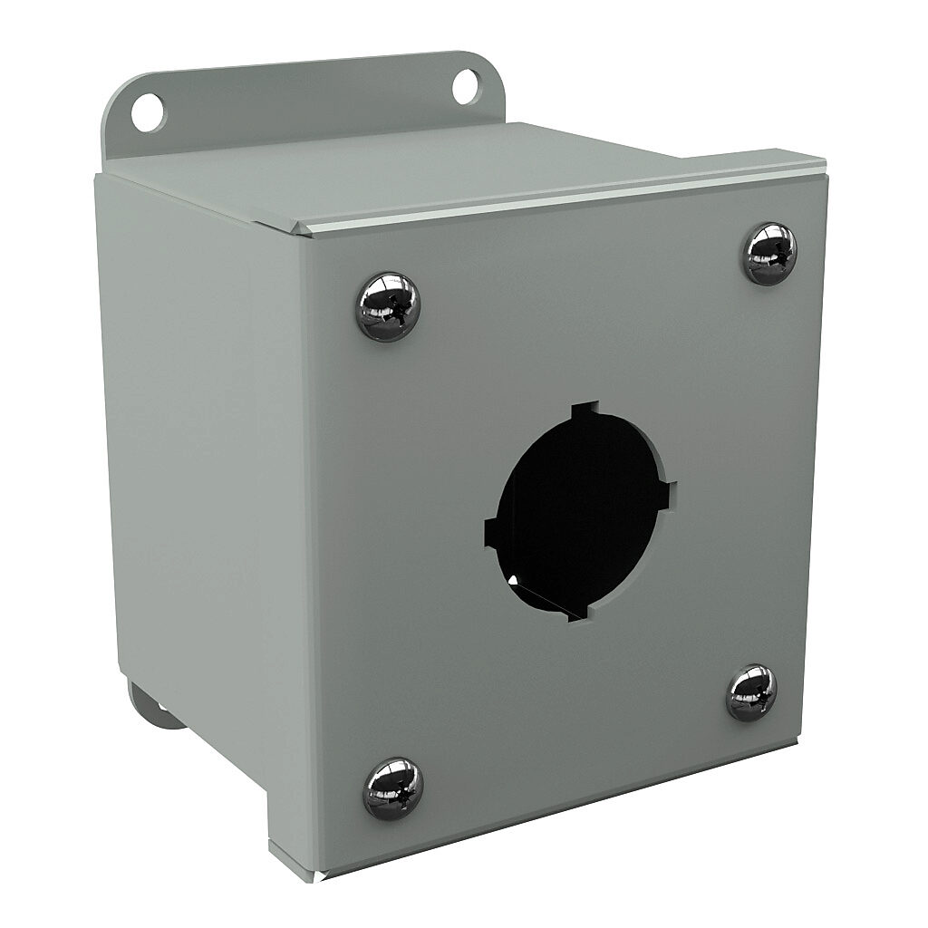 Pushbutton Enclosure: 4 x 3 x 3in, wall mount, carbon steel (PN