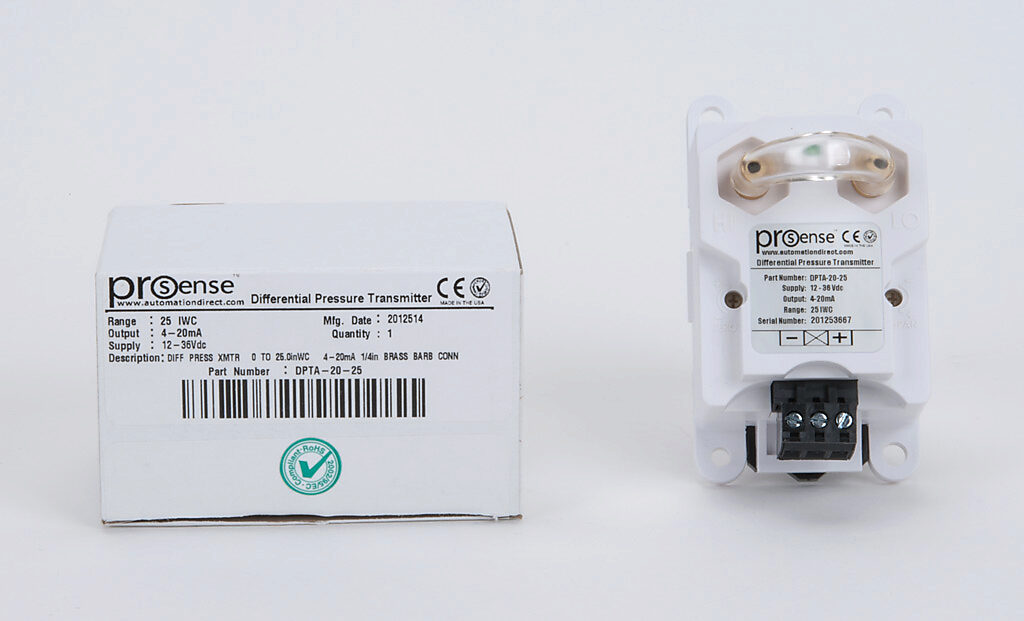 Air Differential Pressure Transmitter: 0 to 25.0in of water column