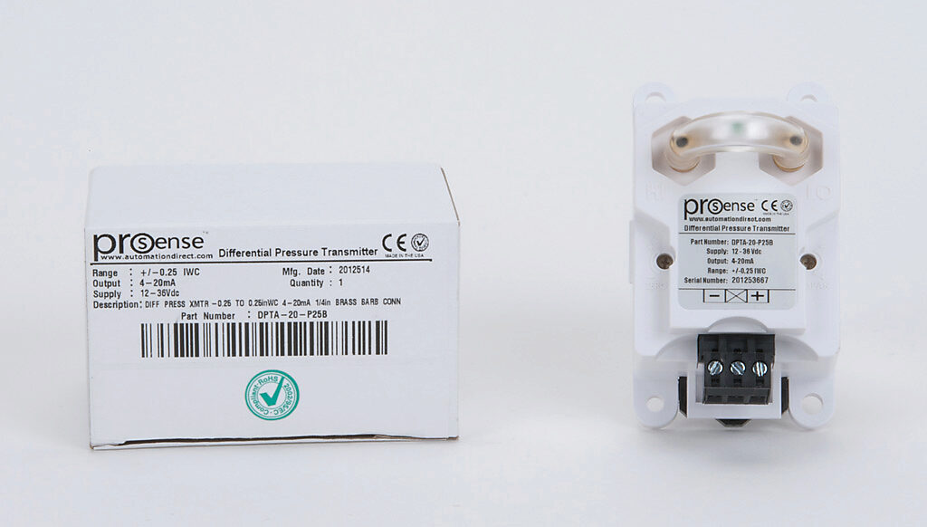 Air Differential Pressure Transmitter: -0.25 to +0.25in of water column