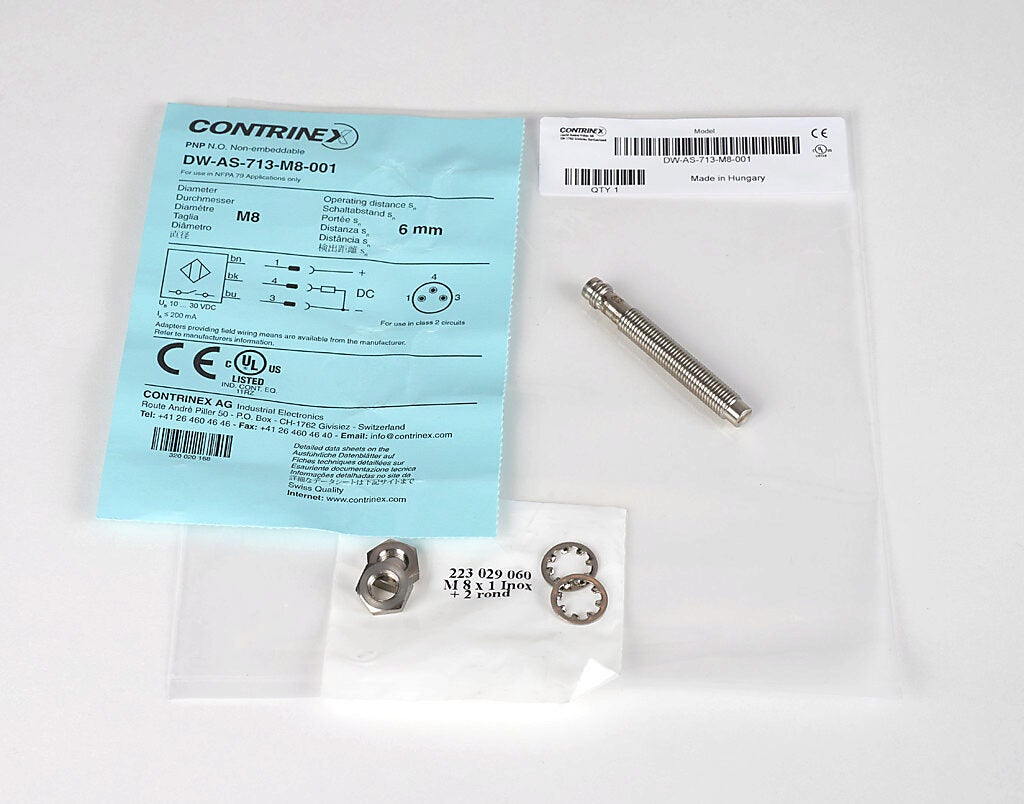 thumbnail interactive-video image 1 of Contrinex DW-AS-703-M8-001 Proximity Switch – Shielded, SPDT, Analog – M8 – UPC 229543311576 1 of 5