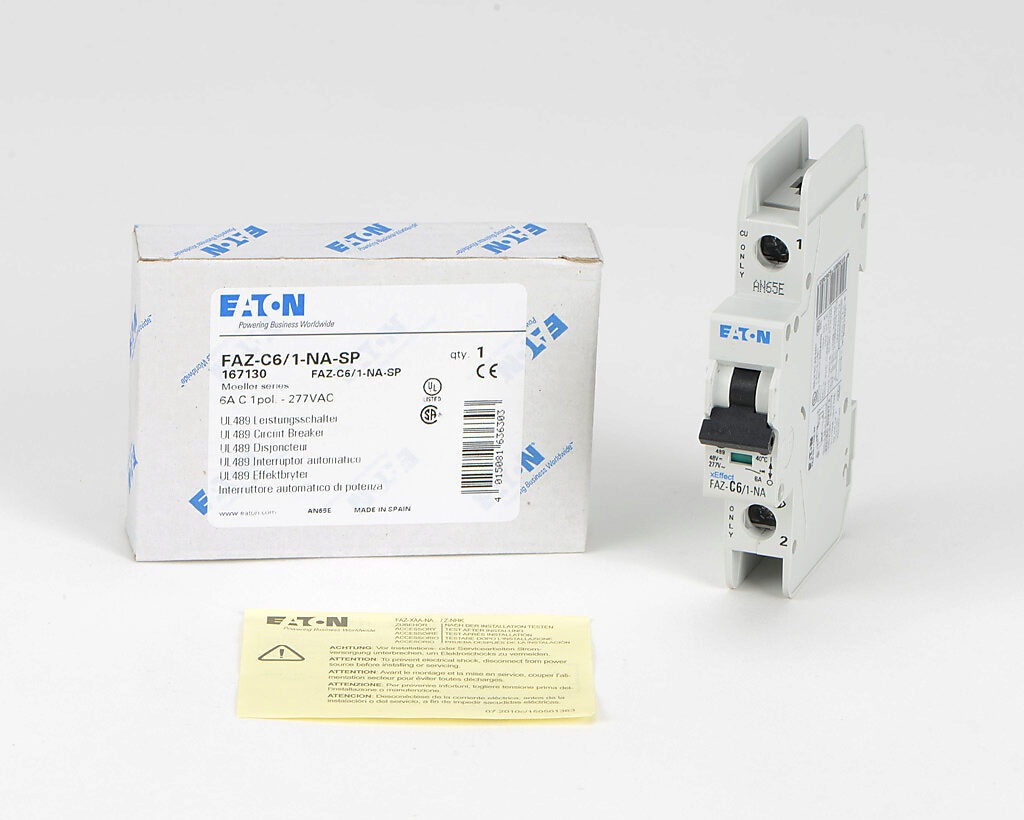 Box of 2 qty Eaton FAZ-C6/1-NA Miniature Circuit Breaker NEW FREE FAST SHIP 