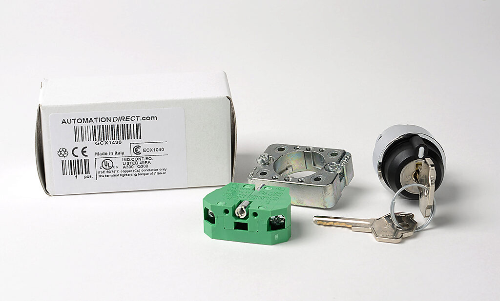 Selector Switch: spring return from right, 22mm, 2-pos, key operator ...