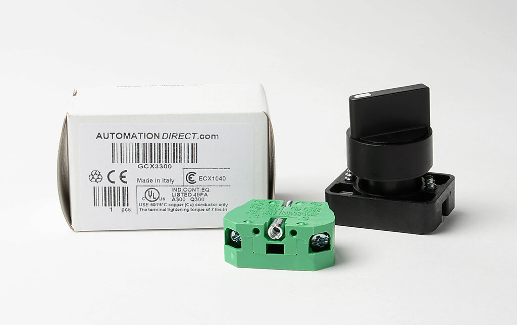 Selector Switch: maintained, 22mm, 2-pos, knob operator (PN# GCX3300 ...