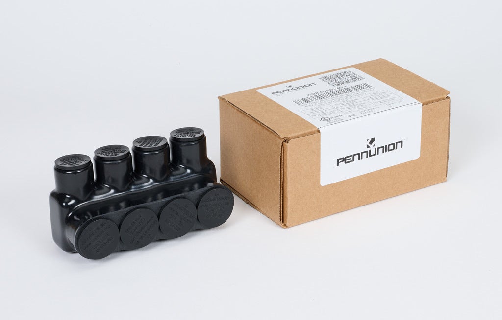 Power Bar: pre-insulated, 4 ports, single-sided entry, 4 AWG-600 MCM ...