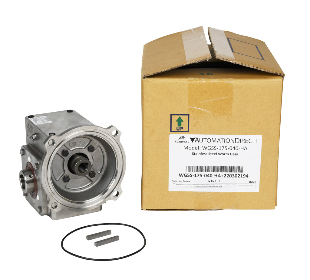 Worm Gearbox: washdown duty, 40:1 ratio (PN WGSS-175-040-HA) |  AutomationDirect