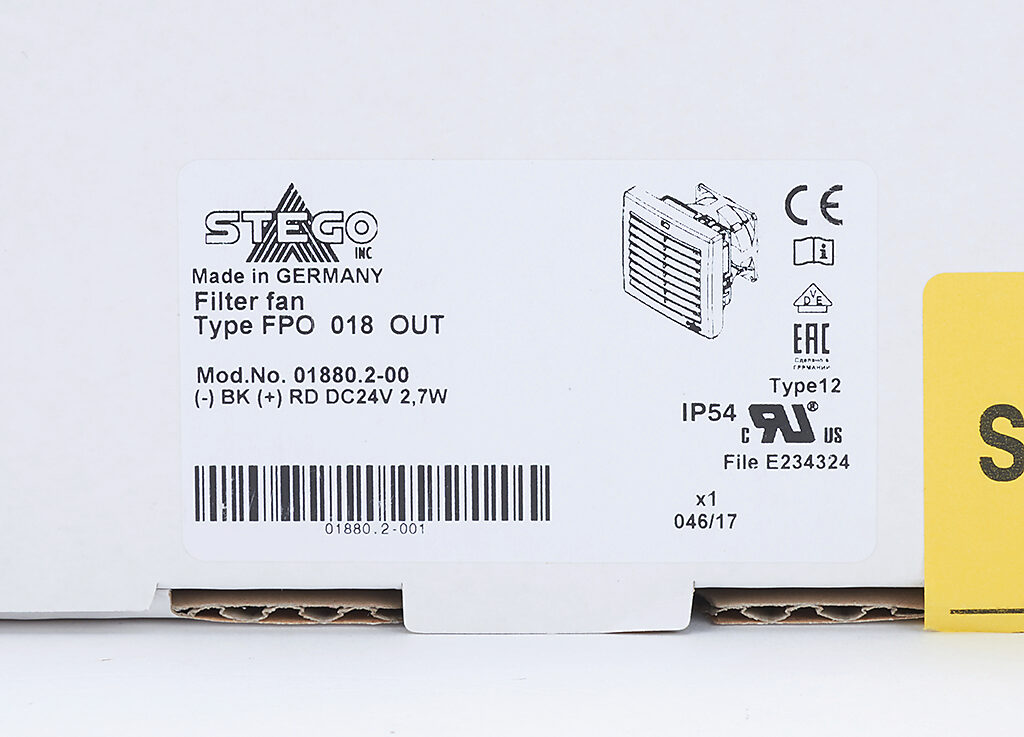 Enclosure Fan Assembly: exhaust, 18 CFM, 24 VDC operating voltage 