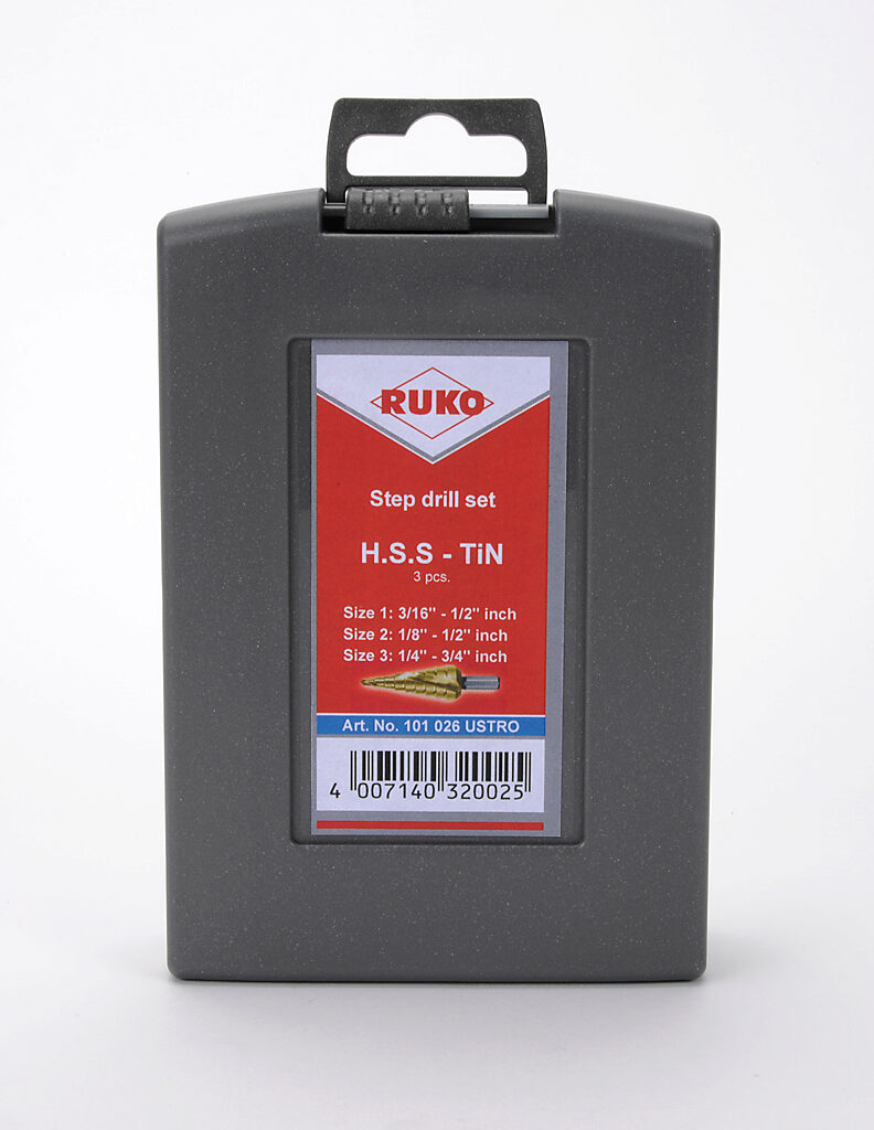 Ruko 101702T 1/8-1/2 inch Step drill HSS-Tin Titanium Coated 