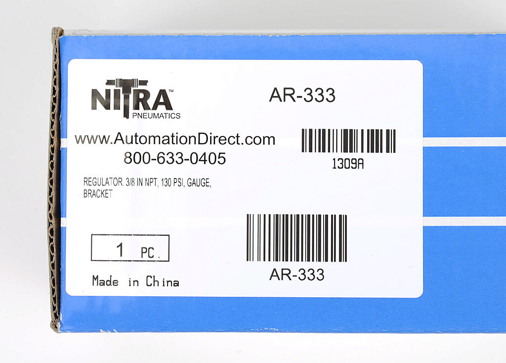 Nitra Pneumatics AR-322 Regulator 4-57 PSI 3/8" NPT Ports Automationdirect.com 