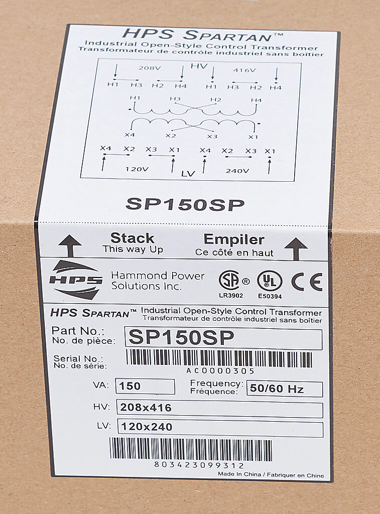 Control Transformer: open core, 150 VA (PN# SP150SP Control Transformer: open core, 150 VA (PN# SP150SP