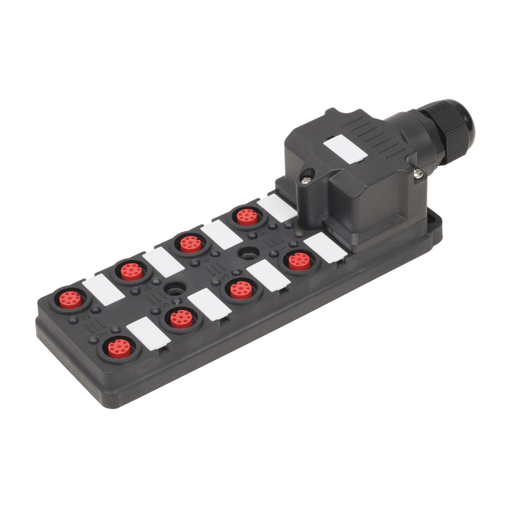 IDEM Z-Range Junction Block: 8 ports, 8-pin M12 sockets (PN