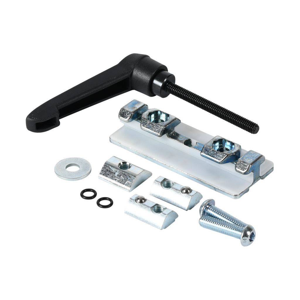 FATH Slider with Clamp Lever: black/silver, for T-slotted rail (PN