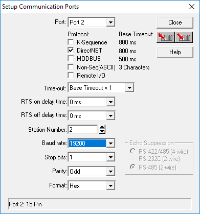 AutomationDirect DirectNet (DL05/06/105/205/350/405) Protocol Setup