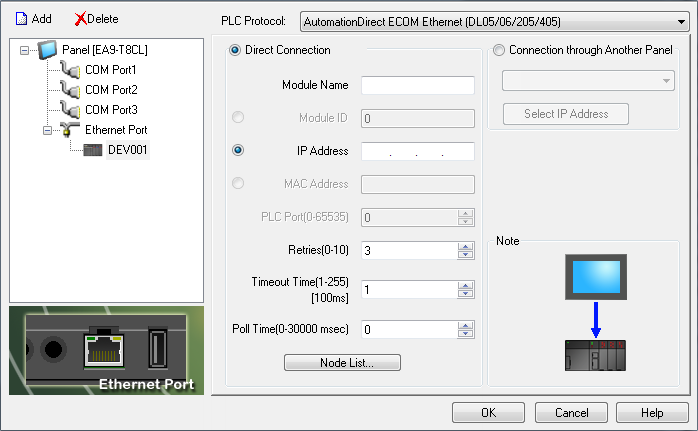 AutomationDirect DirectLogic Ethernet to H0/H2/H4 ECOM Modules Setup