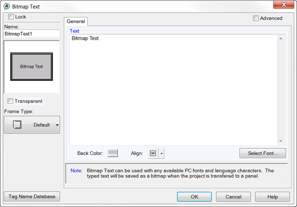 Bitmap Text Object