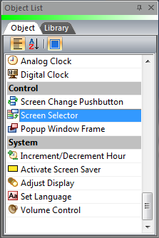 Screen Selector Object