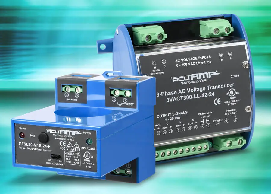 AcuAMP 3-Phase Voltage Transducers and Large Aperture Ground Fault Sensors