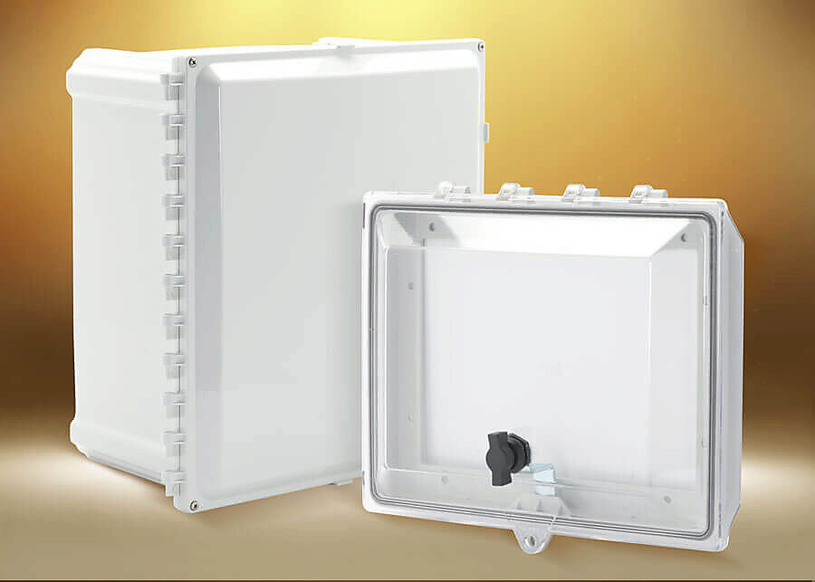 AttaBox Hinged Screw Cover Enclosures & Clear Stahlin SolarShield™ HMI Covers