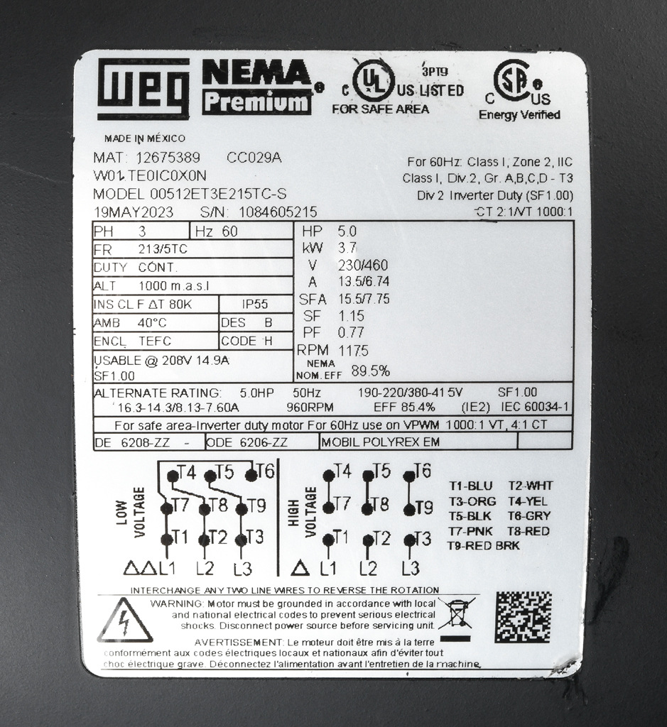 Premium Efficiency AC Motor: general purpose and inverter rated