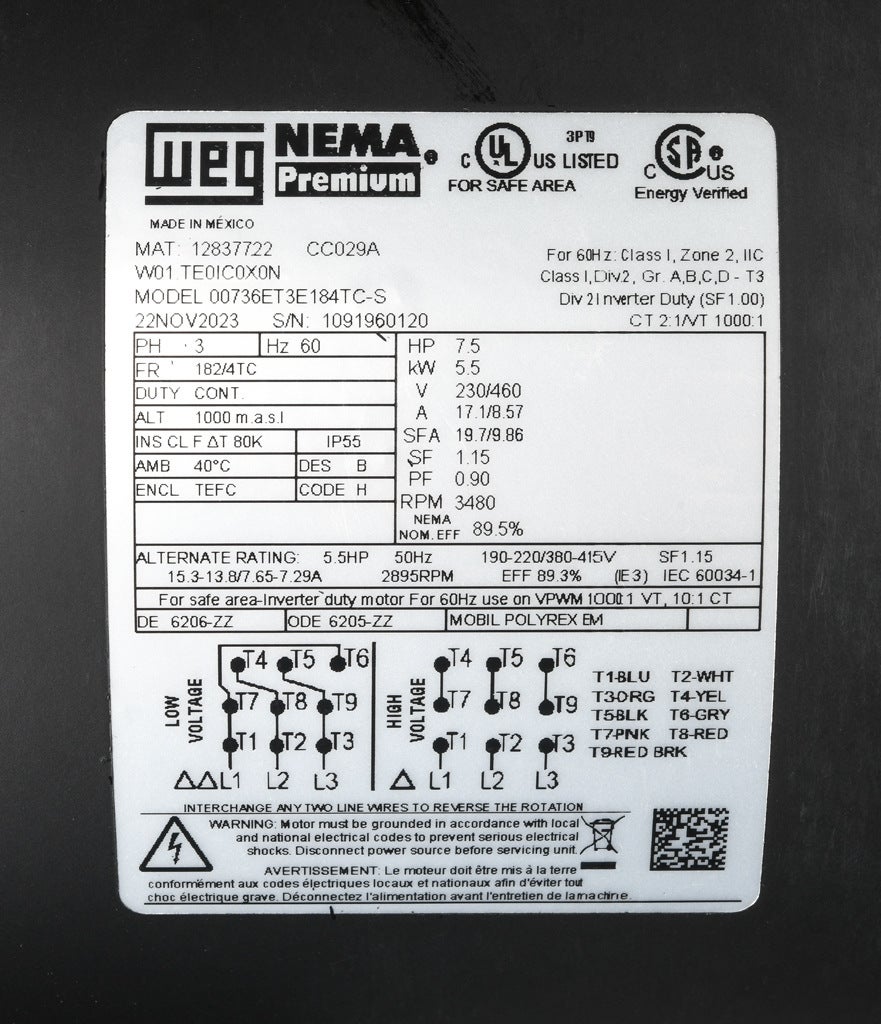 Premium Efficiency AC Motor: general purpose and inverter rated, 7