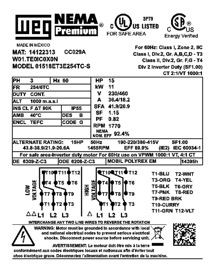 Premium Efficiency AC Motor: general purpose and inverter rated