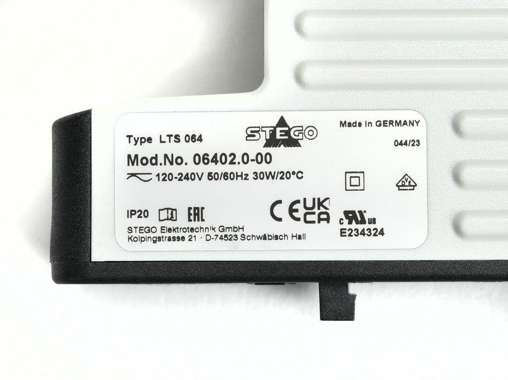 Enclosure Heater: 30W heating capacity, touch-safe PTC resistor