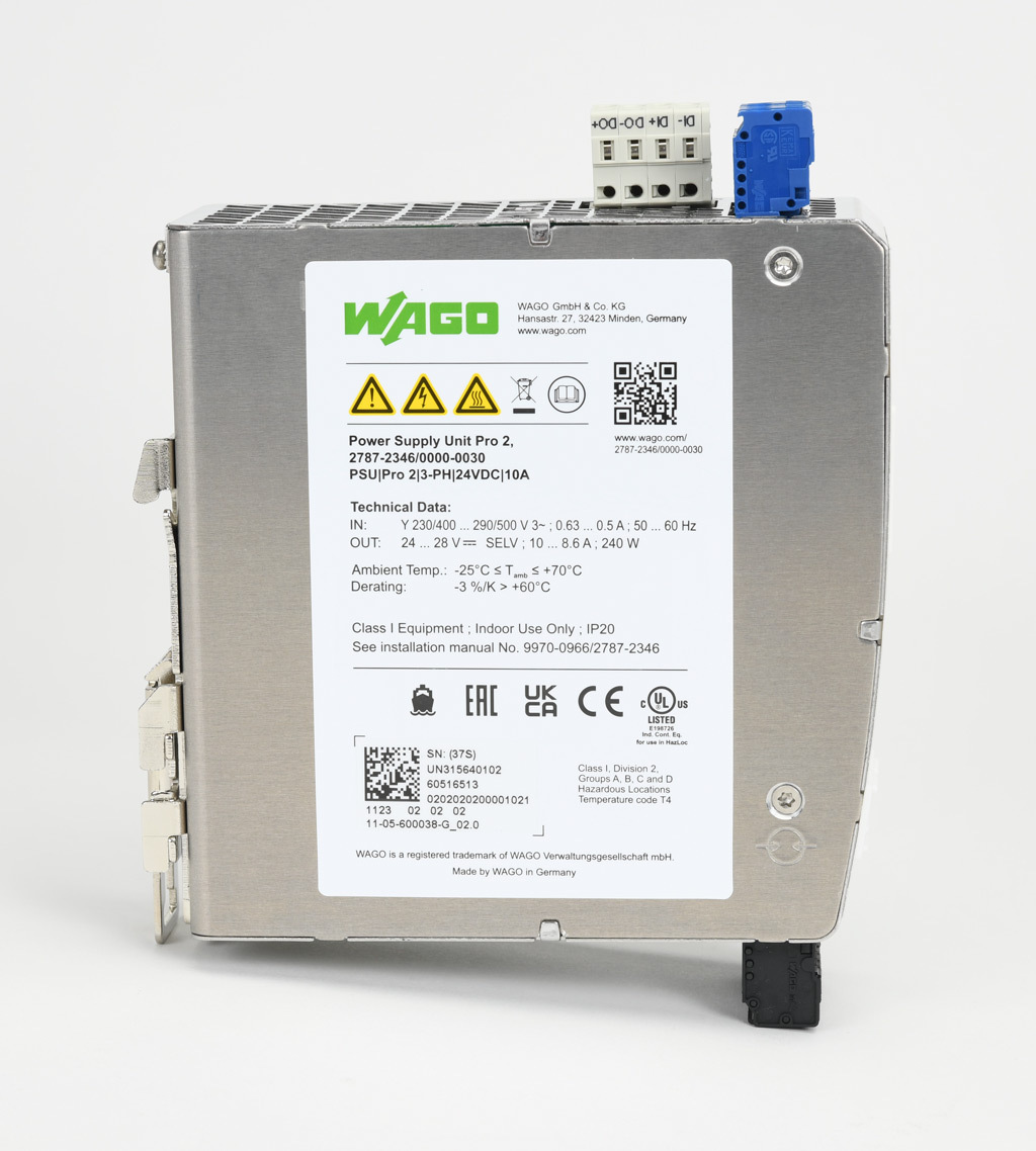 Power Supply: switching, Output: 24 VDC @ 10A/240W (adjustable