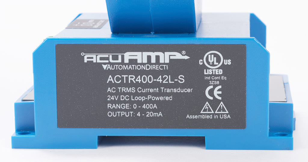 AC Current Transducer: 1-phase, split core, 0-400A sensing range