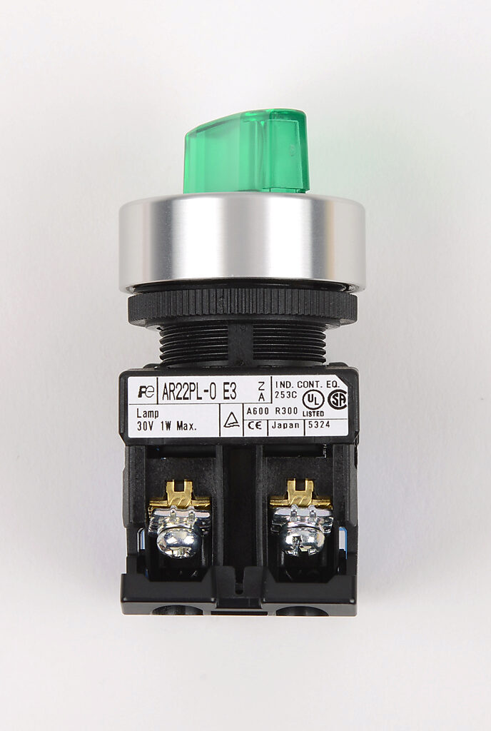 Selector Switch: spring return from right, 22mm, 2-pos, knob