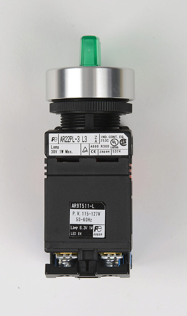 Selector Switch: maintained, 22mm, 3-pos, knob operator (PN