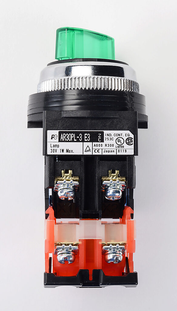 Selector Switch: maintained, 30mm, 3-pos, knob operator (PN