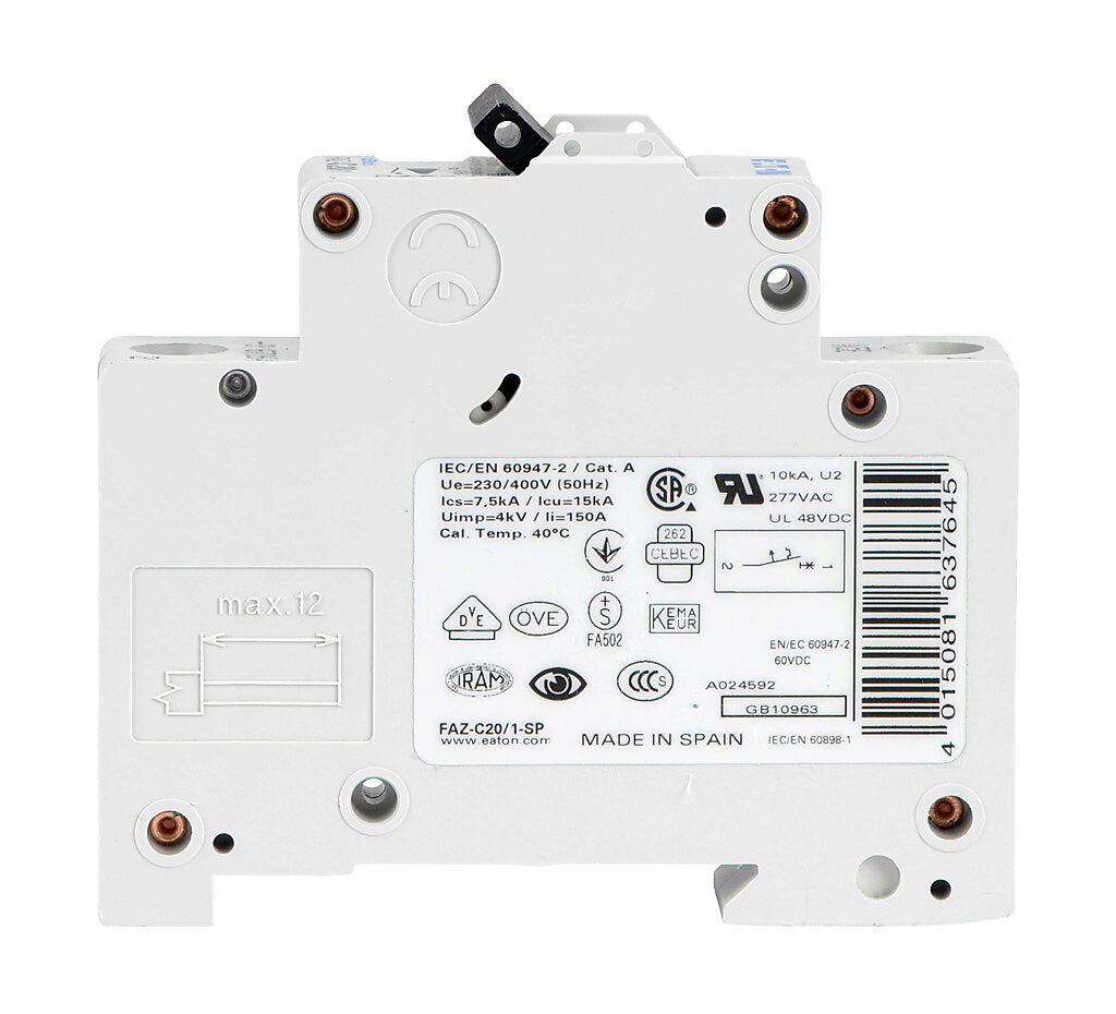 Eaton FAZ-C20/1-RT-SP Interruttore Automatico Magnetotermico 20A 1 Polo - Nuovo Eccedenza - Foto 3