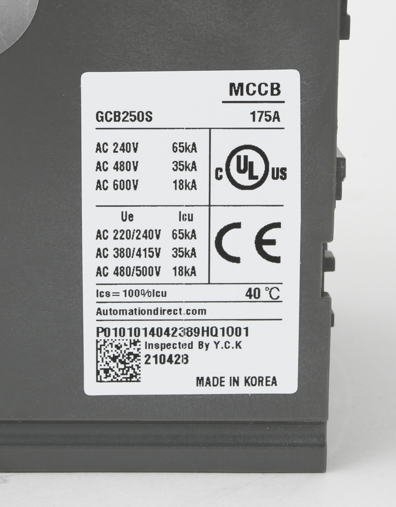日立 MLFC 250sq 600V 3m Molded Case Circuit Breaker: 175A, characteristics, 250A frame (PN