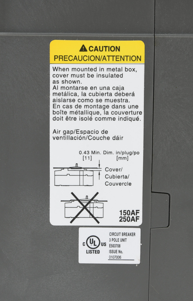 Molded Case Circuit Breaker: 175A, characteristics, 250A frame (PN
