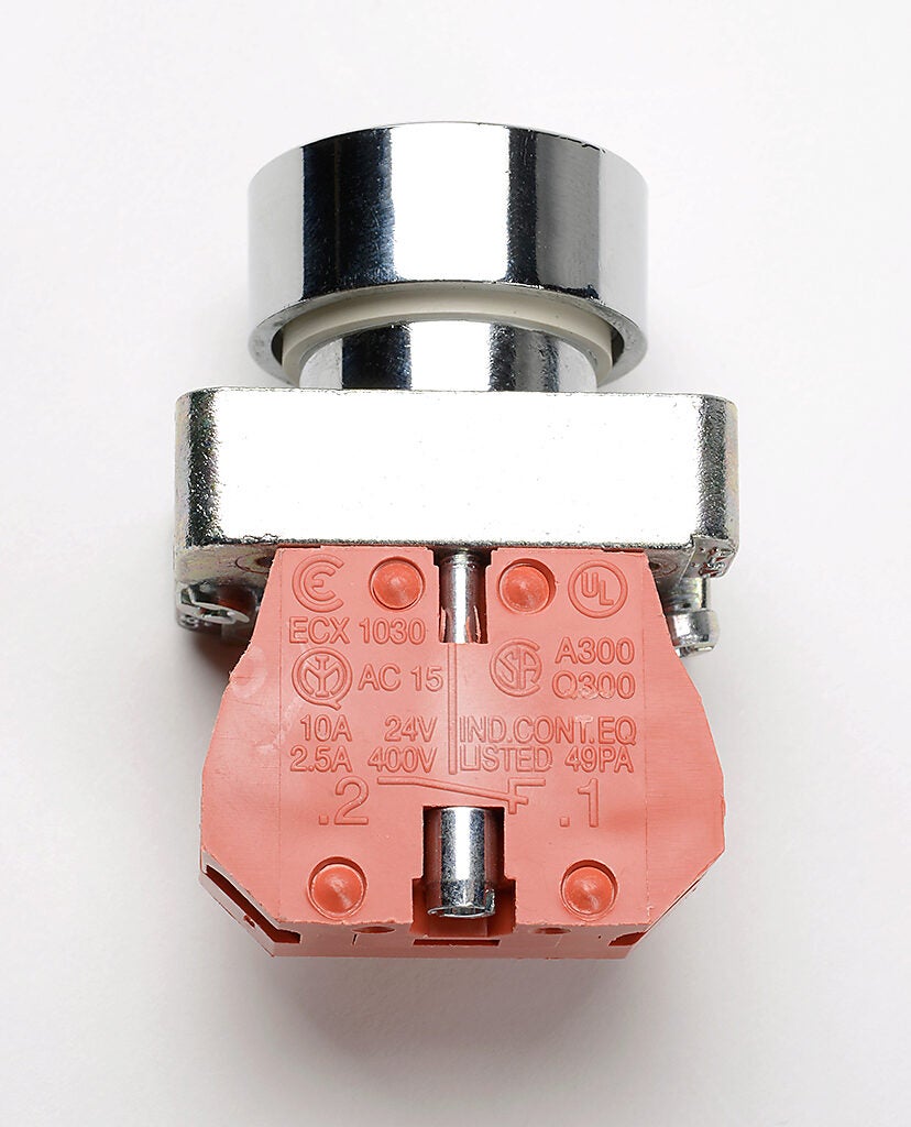 22mm Pushbutton: momentary, red, IP65 (PN# GCX1101) | AutomationDirect