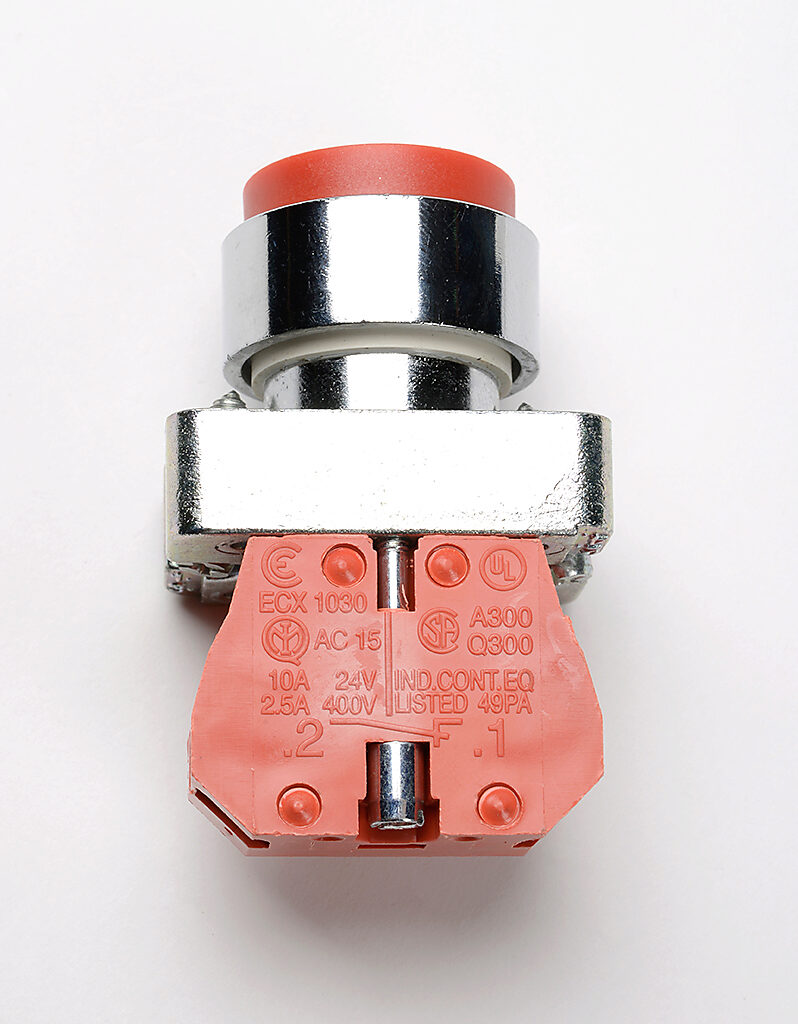 22mm Pushbutton: momentary, red, IP65 (PN# GCX1111) | AutomationDirect