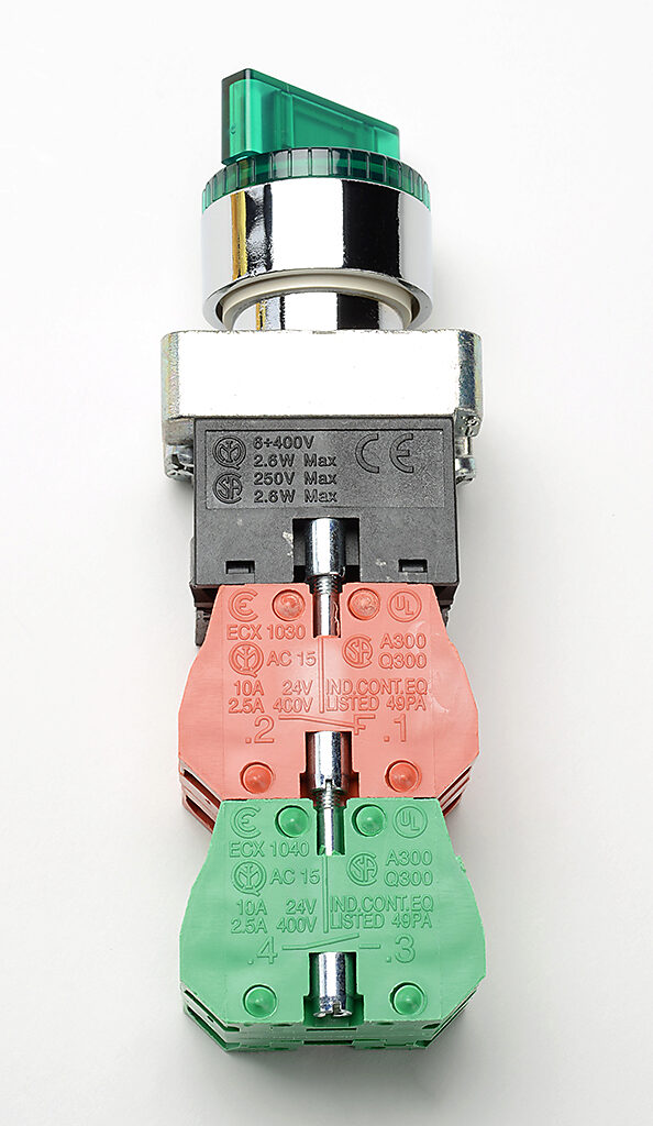 Selector Switch: maintained, 22mm, 3-pos, knob operator (PN